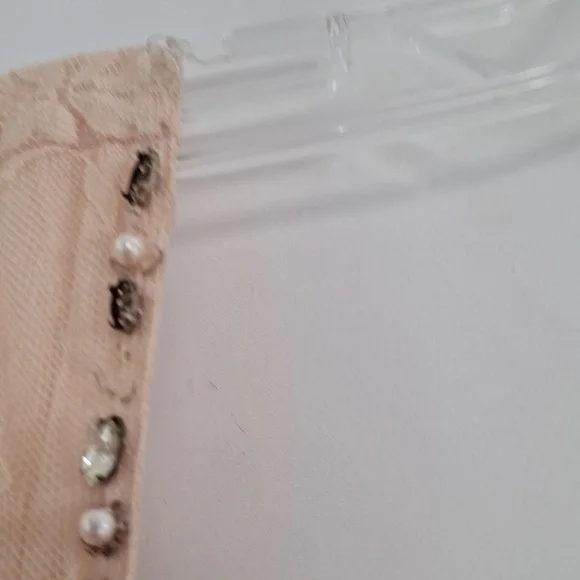 Rare! Blugirl Blumarine Cream Lace Womens Dress with Beaded Trim Peach - Picture 5 of 5